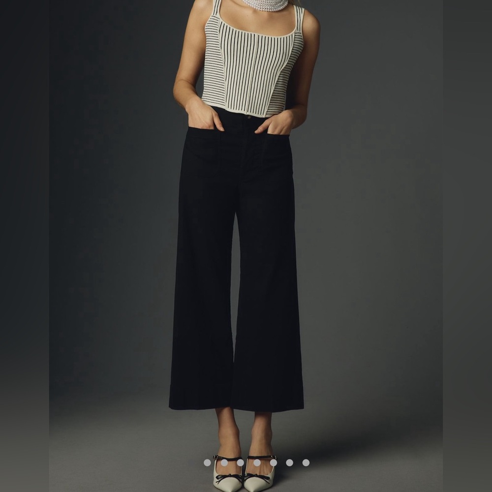 The Colette denim cropped wide leg jeans by Maeve